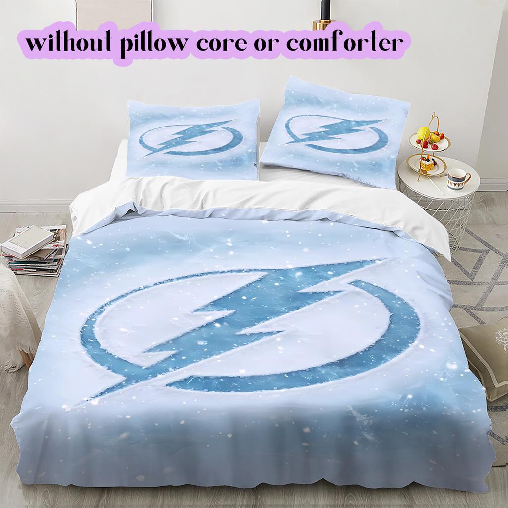 Ice Hockey Logo Pattern Bedding Quilt Set Quilt Cover Pillowcase Home Decoration Birthday Gift (1*duvet cover+ 2*pillowcase, without core)