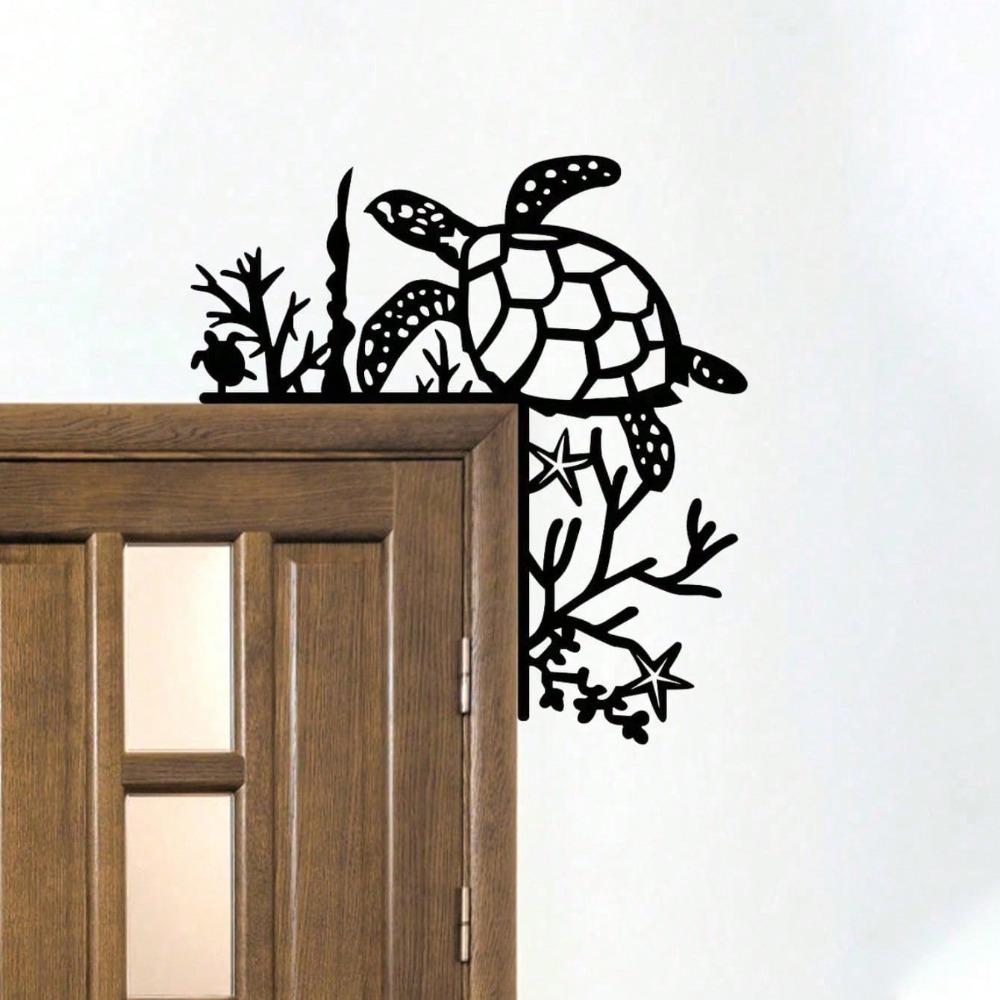 Sea Turtle Metal Wall Decor Hanging Sculpture For Door Boho Coastal Home Art Statue Indoor Room Festival Beach House Ornament Gift Ocean Lover
