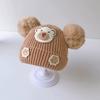 Baby Hat Winter Cute Cartoon Double Ball Wool Hat Boys and Girls Baby Ear Protector Knitted Hat Children's Pullover Hat