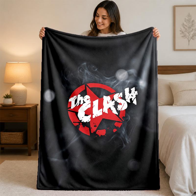 The Clash Print Flannel Blanket Cozy Lightweight Plush Throw Blanket For Bed Sofa Household Use