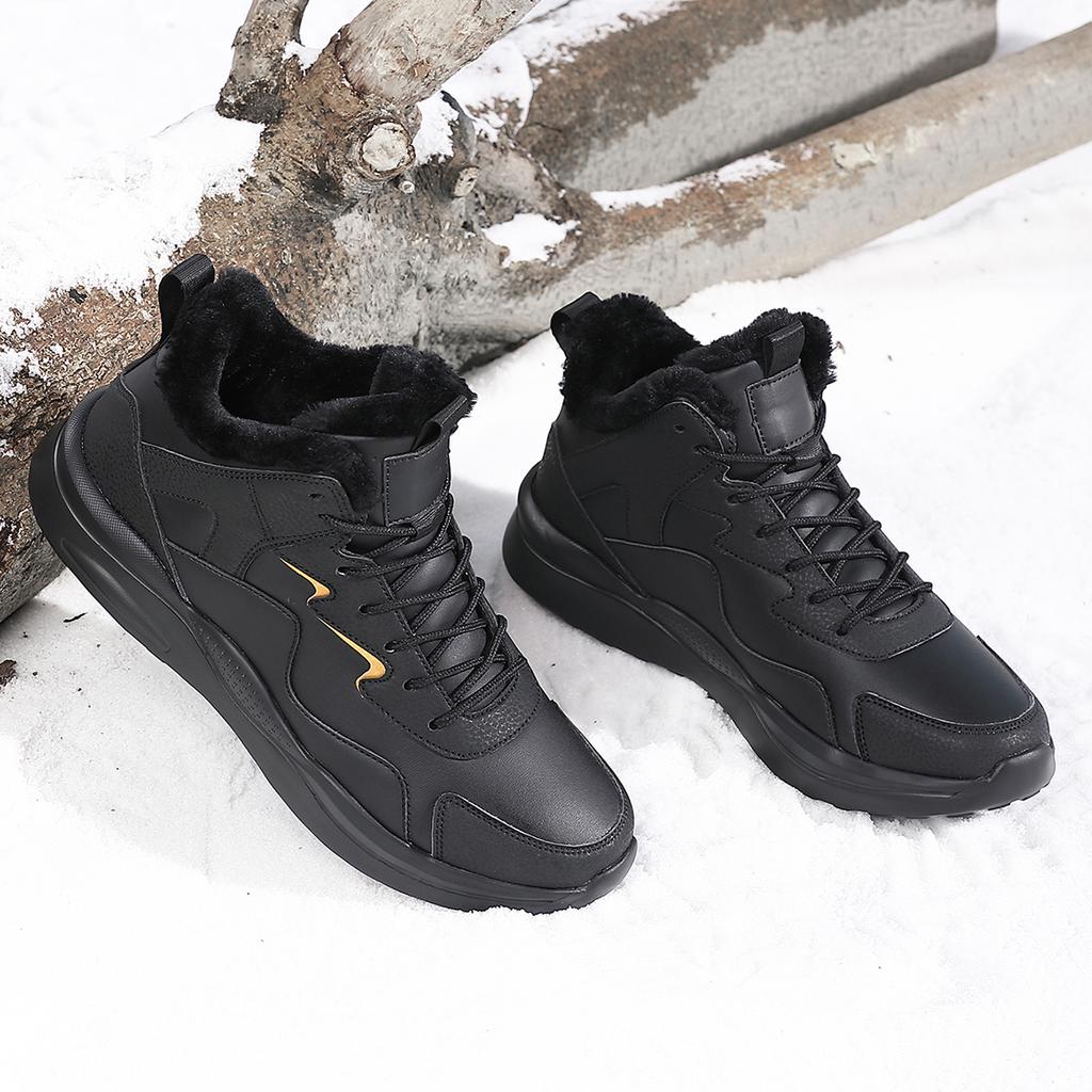TUINANLE Men Platform Sneakers Mens Winter Plush Snow Shoes