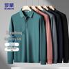 ROMON Men's Solid Polo Business Casual Long Sleeve T-Shirt