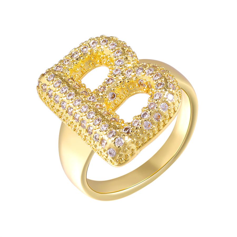 Zirkon Kupfer Mikro-Eingefasst 26-Buchstaben Offener Ring - Europäischer & Amerikanischer Weihnachtsschmuck