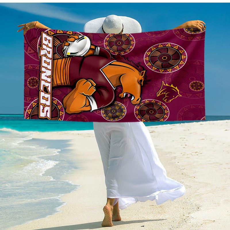Brisbane Broncos Fashion Beach Towel: Ideal for Summer Adventures, Soft, absorbent and quick drying, suitable for swimming and bathing