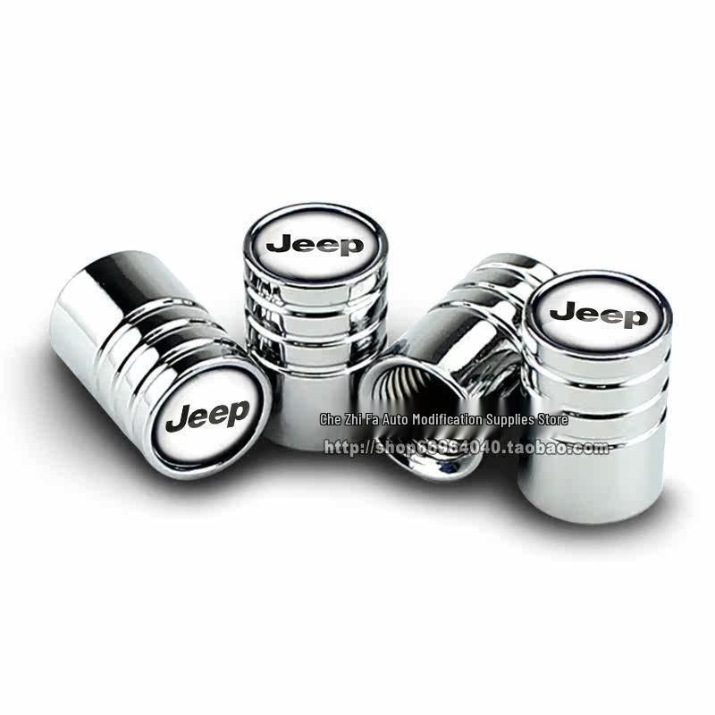 Jeep Tire Valve Stem Caps for Grand Cherokee, Compass, Wrangler, and Cherokee - Decorative Set