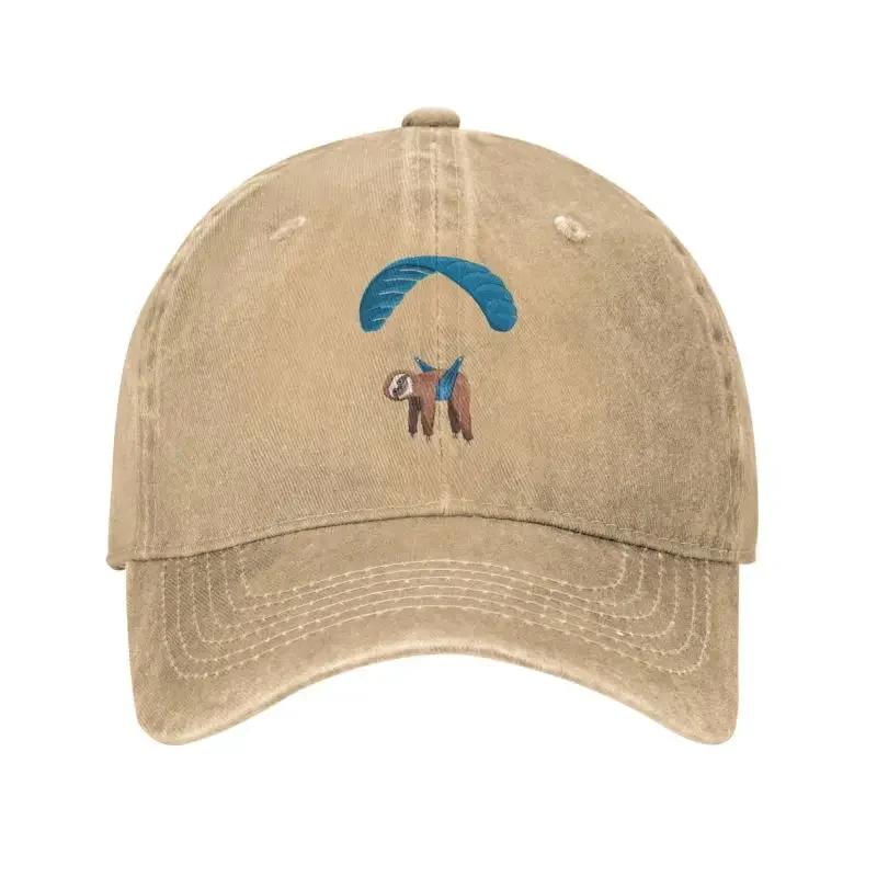 Custom Punk Unisex Cotton Paragliding Flying Sloth Skydiving Paraglider Baseball Cap Adjustable Dad Hat for Unisex Women Outdoor
