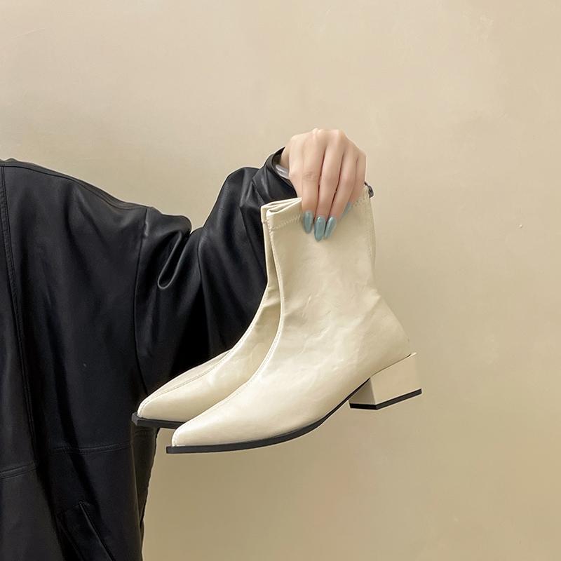 Fashion Spring Autumn Fashion Pointed Toe Women Short Boots Pointed Toe Thick Heels Shoes Botas Zapatos De Mujer