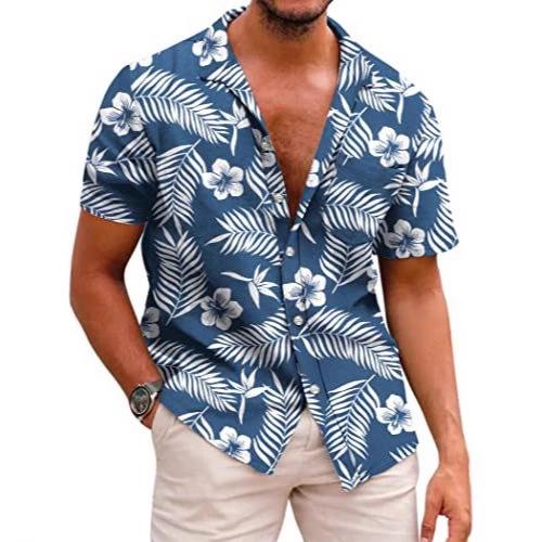 Summer Flower Shirt Men'S Beach Vintage Casual Tk3D Digital Printing Short Sleeve Men'S Large Size Shirt