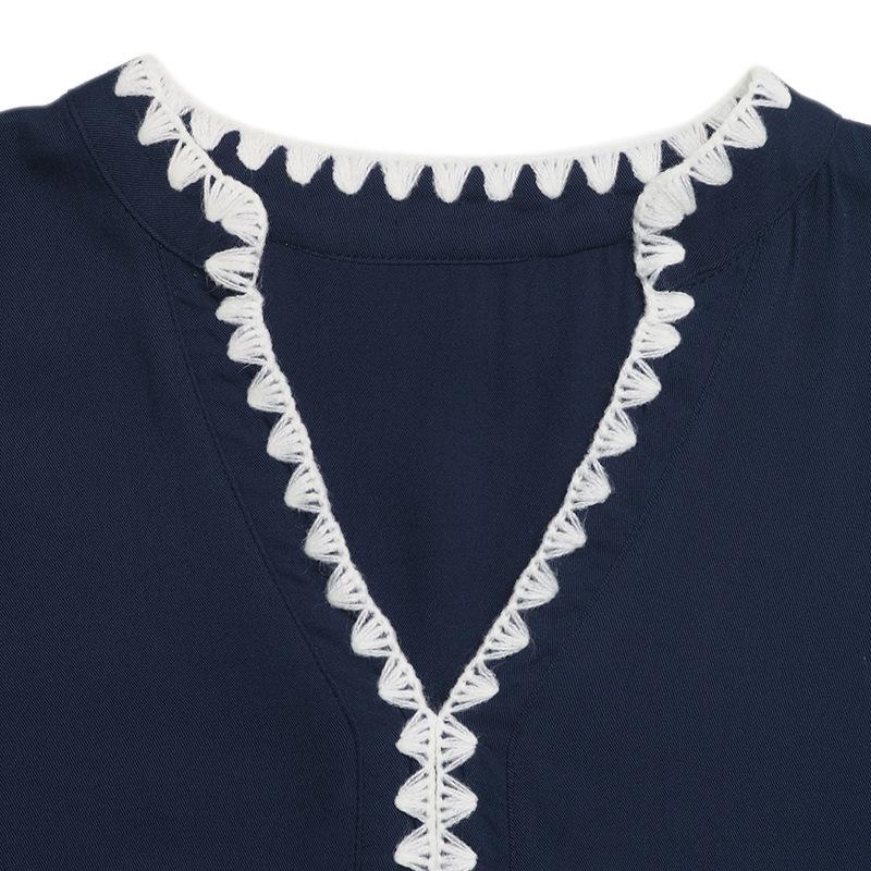 2026 Summer Sleeveless V-Neck Lace Patchwork Color Block Dress