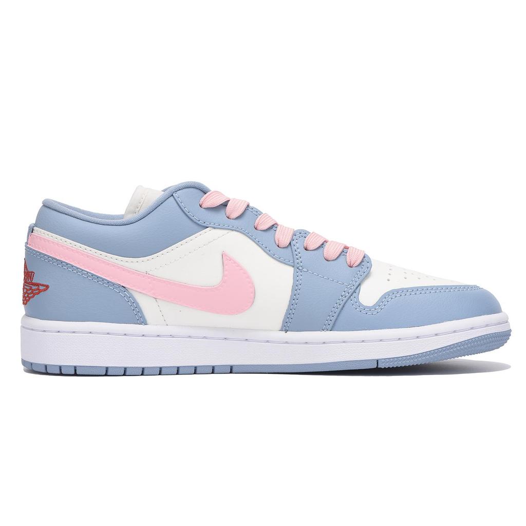 Jordan Air Jordan 1 Slip Resistant Abrasion Resistant Low top Vintage Basketball Shoes Women's White Blue DC0774-164(Team59-)
