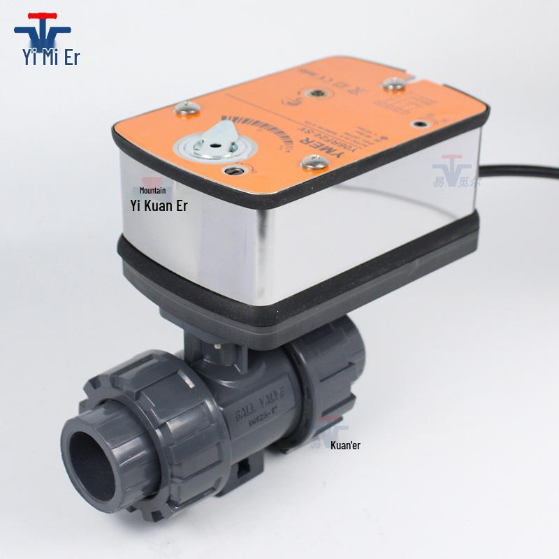 YMER UPVC Electric Control Valve: Corrosion-Resistant, Acid & Alkali Proof, Power-Off Reset, 0-10V/4-20mA Signal Control