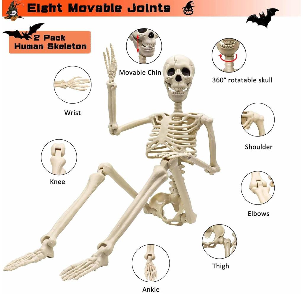 90cm Halloween Skeleton Decor Poseable Joints For Creepy Positions, Perfect For Yard/haunted House Displays Skeleton Props