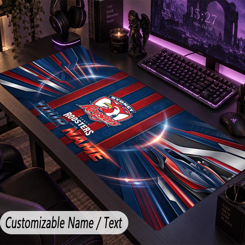 Large Mouse PadSydney Roosters Custom Name Text Personalized Desk Mat Non Slip Gaming Pad