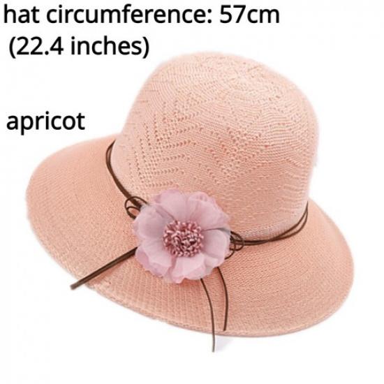 Lady Hollow Out Knitted Bucket Sun Hat Folding Cap 3D Flower Breathable Sun Hat