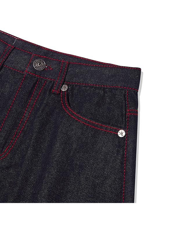 KIRSH X True Religion Stitch Point Denim Wide Skirt [Dark Blue]