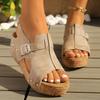 Women’s Wedge Sandals Retro Soft Leather Thick Platform Back Strap Lady Summer Rome Platform Shoes Plus Size 43