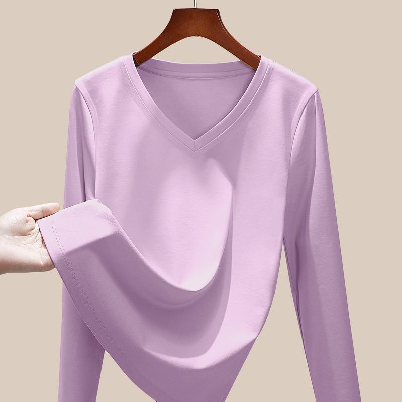 Mercerized Cotton Women's Long-sleeved Early Autumn New Khmer Bottoming Shirt Solid Color Spring and Autumn Top