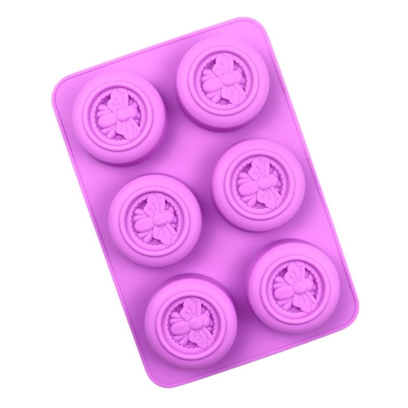 6-Piece Round Bee Silicone Mold Wax Melt Polymer Aromatherapy Making Handmade Cupcake Mould Decorating Supplies