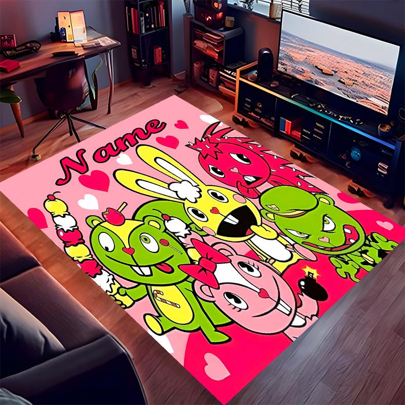 Custom Personalization Happy Tree Friends Print Area Rug - Soft, Washable Non-Slip Indoor Mat,Living Room,Home&Office Decorative Rug