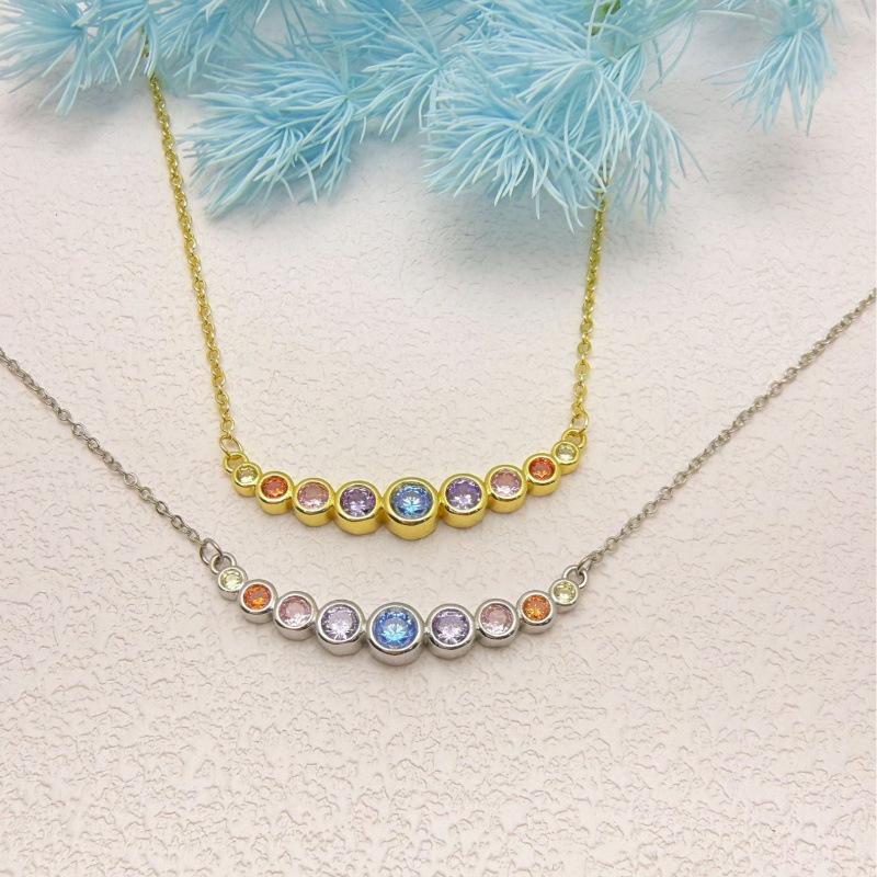 Elegant Rainbow Zircon Collarbone Necklace for Women - Light Luxury Fashion Statement
