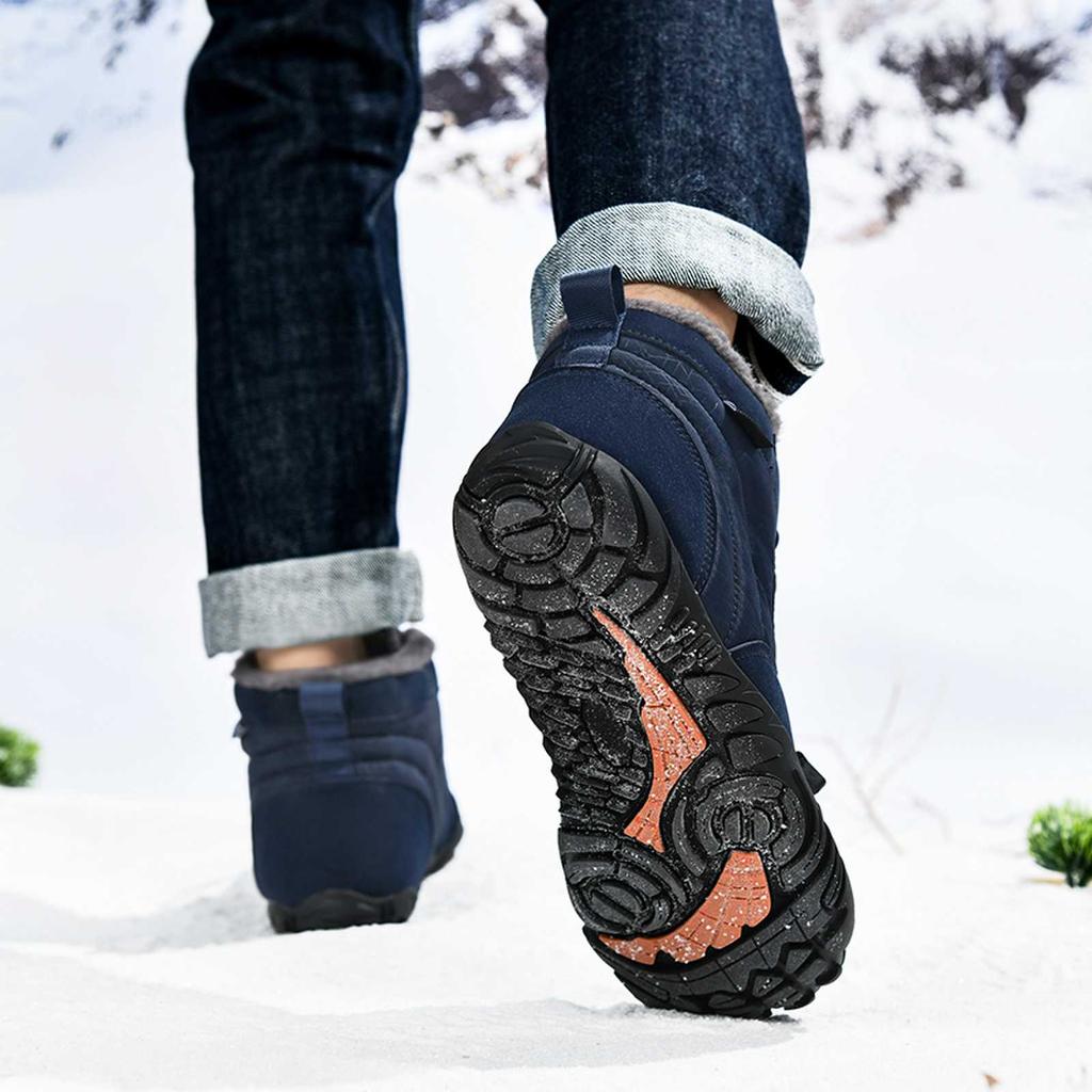 TUINANLE Men Winter Shoes Barefoot Ankle Boots Couple Ankle Snow Shoes Outdoor Hiking Sneakers Fur Warm Plush Boots