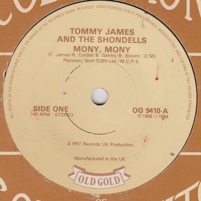 7inch Record TOMMY JAMES & THE SHONDELLS - Mony Mony OG9410 Old Gold 1984 UK Rock Used