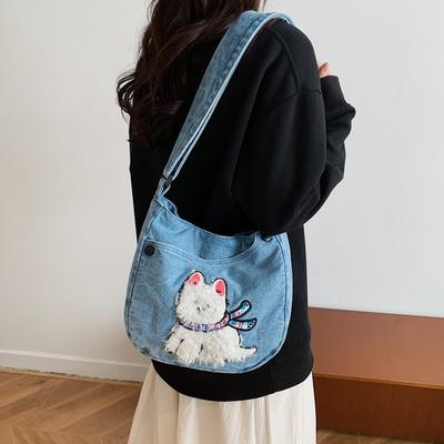 Bolso de Hombro Cruzado de Gran Capacidad para Mujer Bolso de Mezclilla