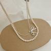 Bowknot Pearl Necklace Round Shape Collarbone Chain Simplicity Jewelry Accessories