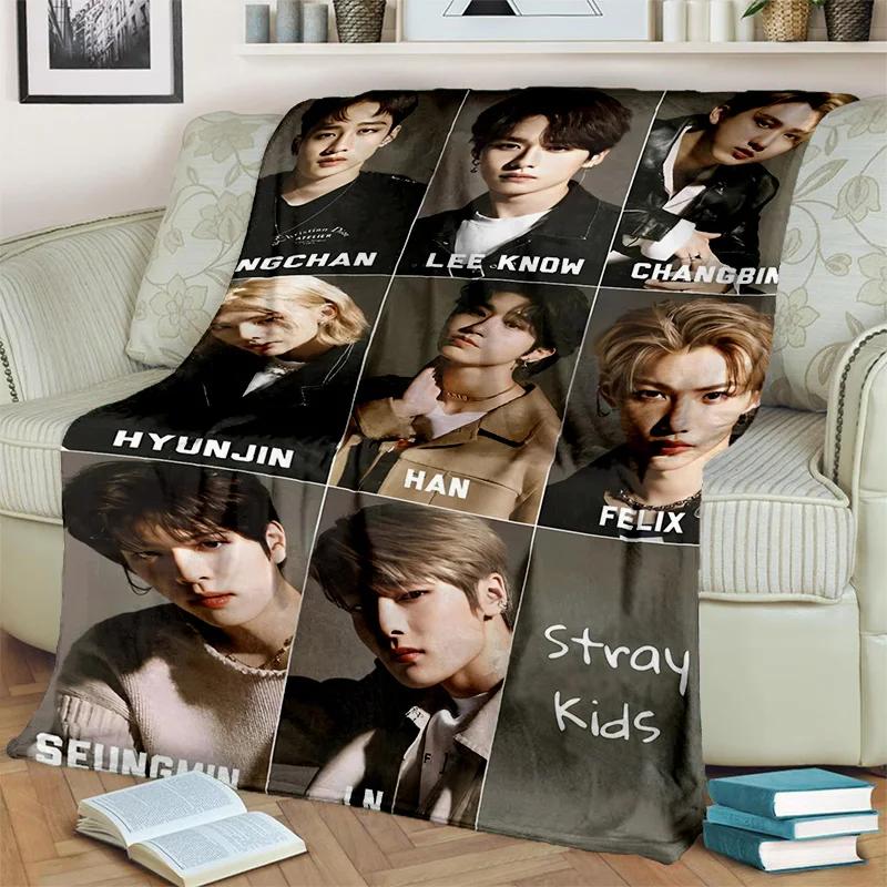 3D Kpop Stray Kids Korea Singer Blanket,Soft Throw Blanket for Home Bedroom Bed Sofa Picnic Travel Office Rest Cover Blanket Kid