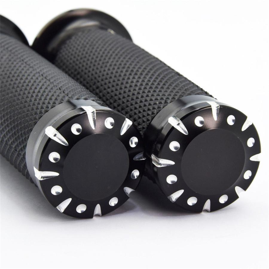 Black CNC 1" Motorcycle Handle Bar Hand Grips For Harley-Davidson Cruiser Chopper