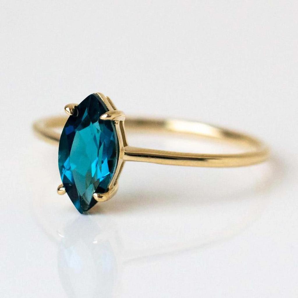 Marquise Cut London Blue Topaz Ring 925 Sterling Silver Blue Topaz Ring Birthday Gift Ring November Birthstone Ring For Her/Women