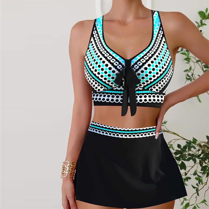 Women's Swimwear Tankini 2 Piece Swimsuit Blue Stamen Flower Print Vacation Bathing Suits
