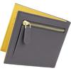 RafiCaro Slim Bifold Wallet for Women, Large Capacity, Compact, Slim, Cowhide Leather, Popular YKK Zipper, Mini Wallet, GrayYellow