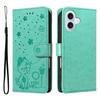 For iPhone 17 Leather Wallet Case Cat Bee Pattern Phone Cover Stand