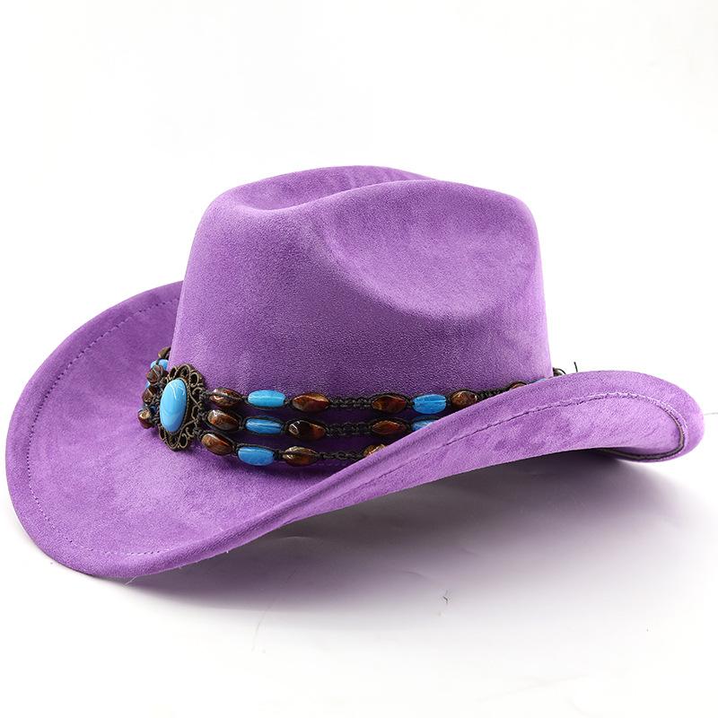 Suede Horse Riding Western Cowboy Hat For Men And Women Outdoor Travel Hat With Rolled Brim Ethnic Style Top Hat Felt Hat