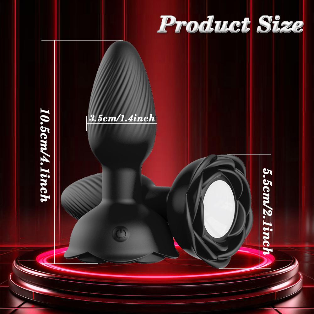 APP 360° Rotation Butt Plug for Men Women Wiggle Rose Anal Vibrator Gay Anal Plug with LED Adult Sex Toy for Couple Sex Supplies