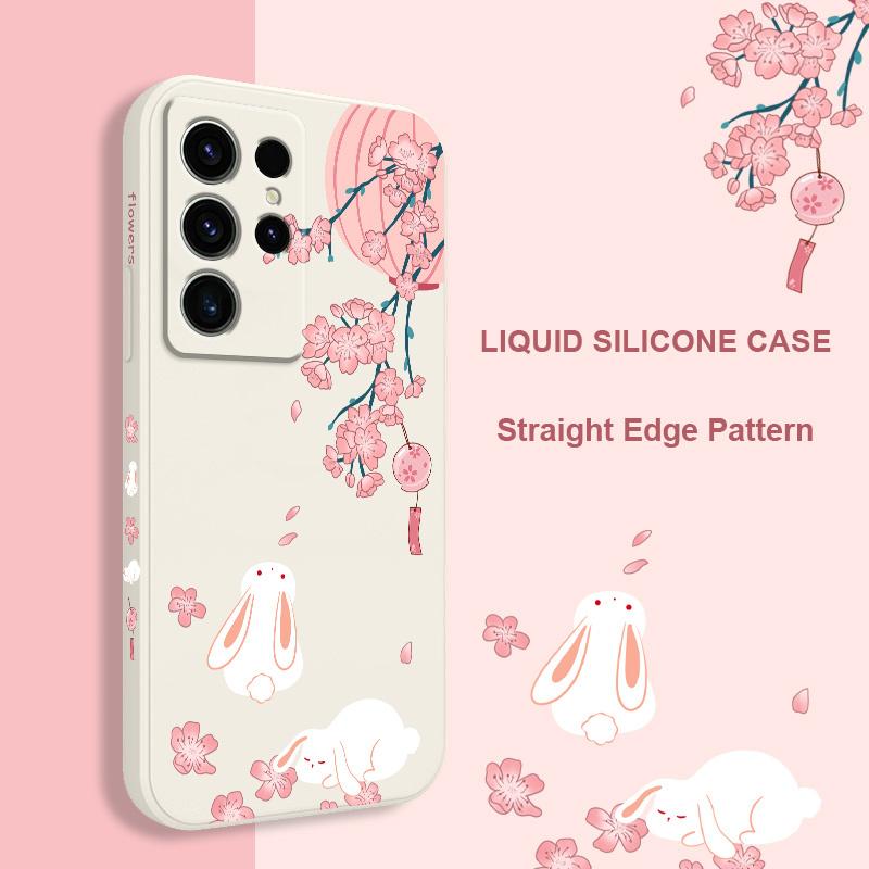 Peach Bunny Phone Case For Samsung Galaxy S25FE S23 S22 S21 S20 Ultra Plus FE S10 S9 S10E Note 20 Ultra 10 9 Plus Cover
