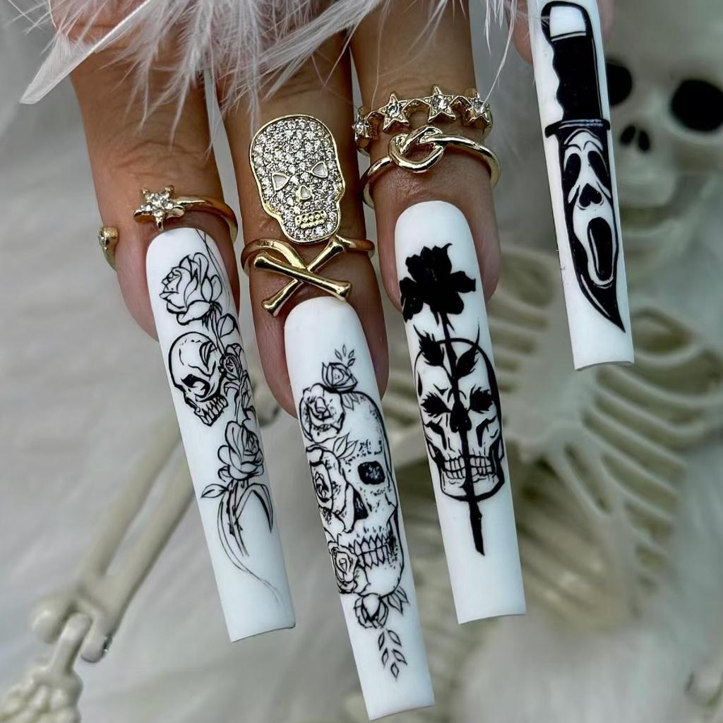 European And American Halloween Series Wearable Nails Pure Handmade Ghost Pumpkin Skull Manicure Wearable Nails Fake Nails