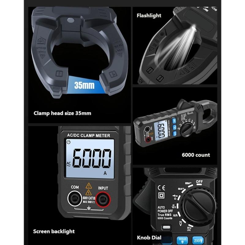 Digital Clamp Multimeter Effective Value 6000 Counts Contact Less potential Indicator With brightened Display