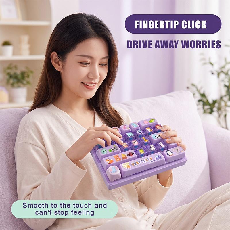 Purple Fidget Keyboard Toy Cute Animal Shape Stress Reduction Gadget for Home Office Daily Use