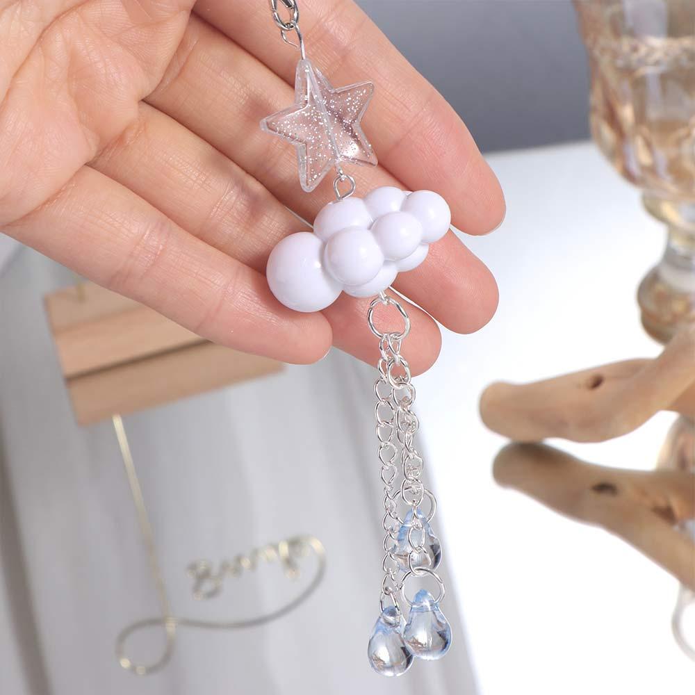 3D Cloud Mobile Phone Strap Keyring Pendant Beaded Phone Chain Cloud Star Lanyard  Women Girls