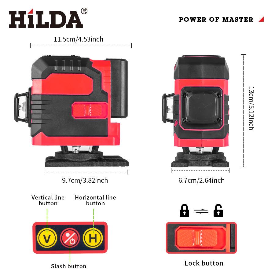 

HILDA12 High-Precision Rotatable Laser Level with Wall & Floor Mounting and Portable Induction Switch No