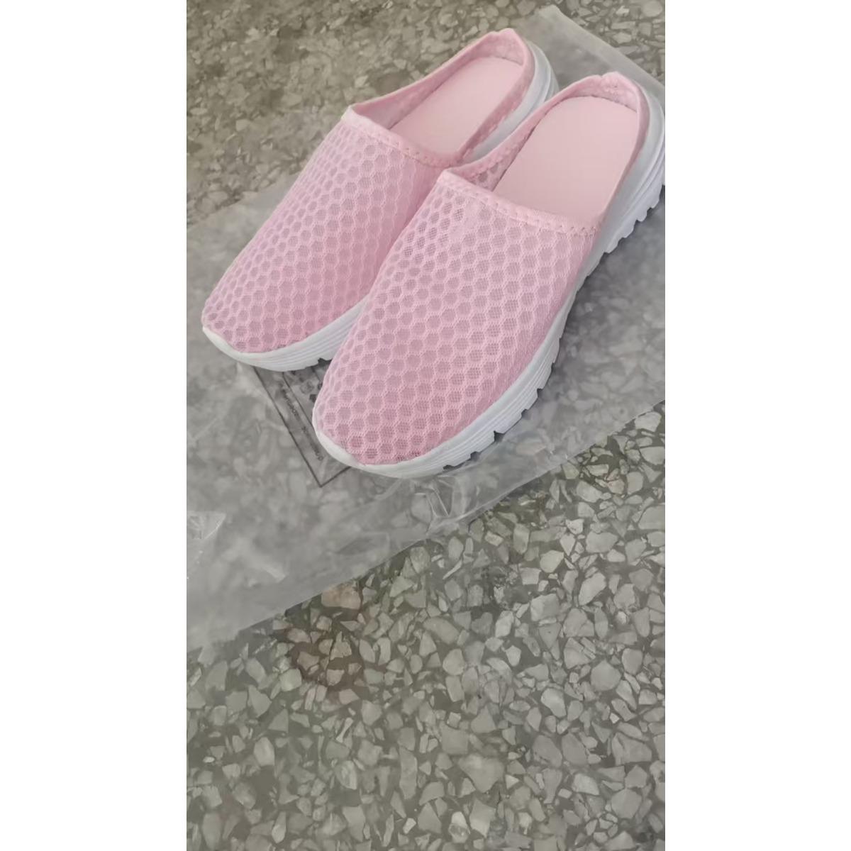 

Туфли-лоферы Baotou на одной ноге, полутапочки, женская верхняя одежда, летние сетчатые женские сандалии для ходьбы, удобные кроссовки большого размера 43 розовый