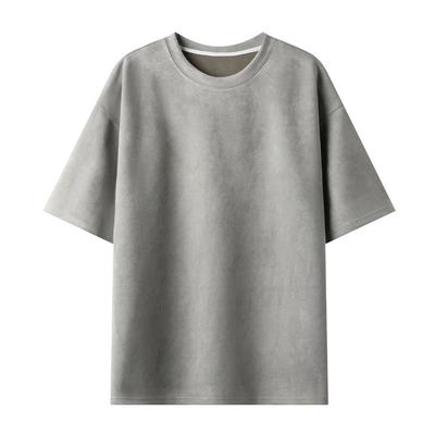 Męska zamszowa koszulka z krótkim rękawem Vintage luźne t-shirty damskie Casual ponadgabarytowa koszulka O Neck topy retro Tees nowy 2024
