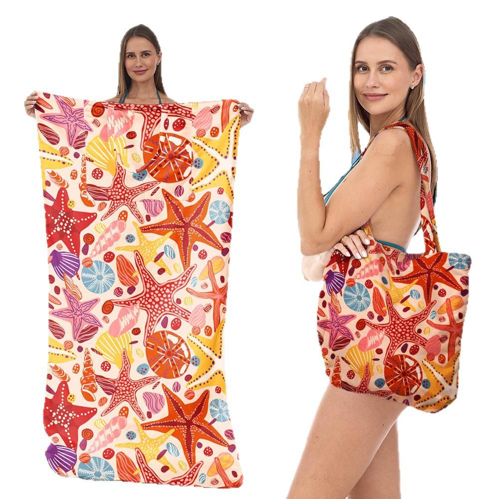 Damen 2-in-1 Faltbarer Strandtuch mit integrierter Tasche Multifunktionale Einzelschulter-Umhängetasche Für Schwimmen Wassersport