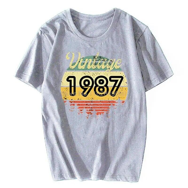 Summer Casual Unisexs T Shirt Kawaii Graphic T Shirt Vintage 1987 1984 2015 2009 1997 Tees Funny Gift Top Unisex Cotton T-shirt