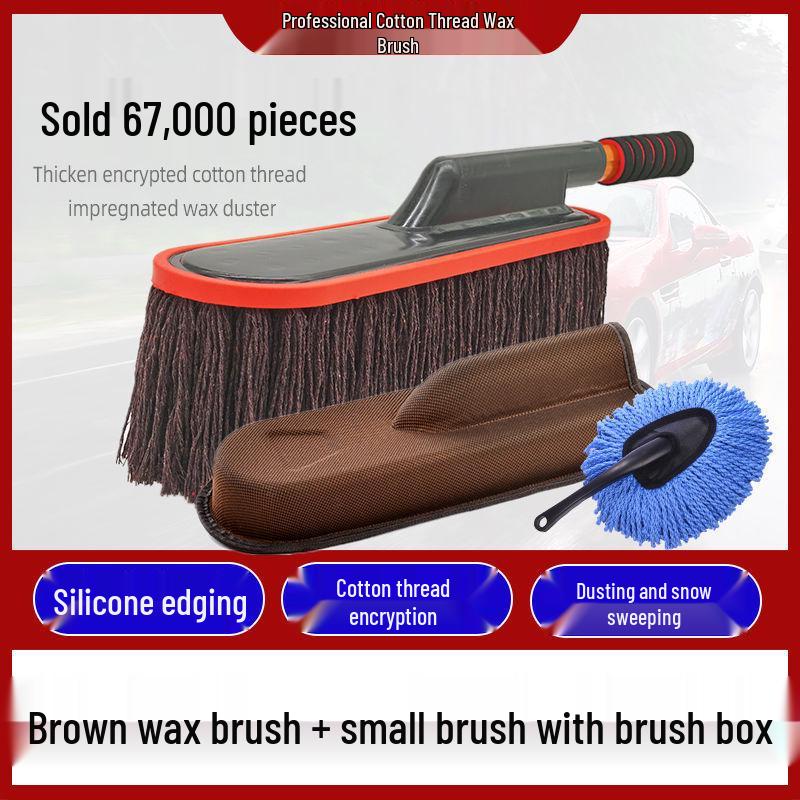 Teleskopowa szczotka samochodowa i miotełka z bawełnianym gwintem do mycia, odkurzania i woskowania