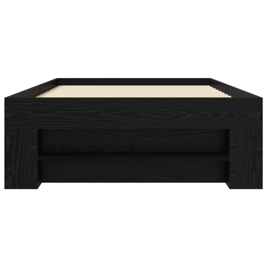 Bed Frame with Storage and Shelf Black Oak 80 x 200 cm
