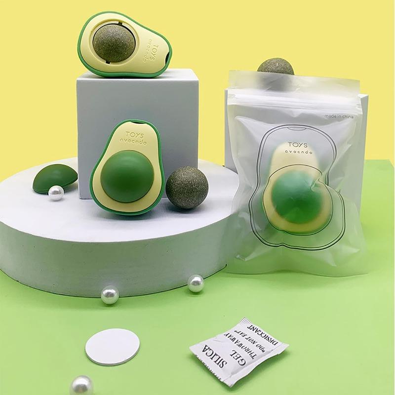 Catnip Toy Ball Avocado Duck Edible Cat Toy Extra Energy Supplement Ball Rotating Pet Cat Teeth Cleaning and Chewing Snack Toy