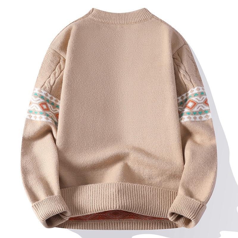 Knit Sweaters for Men Crewneck Loose Fit Lightweight Sweater Men's Casual Twist Textured Patterned Cable Knitted Pullover Sweaters for Christmas